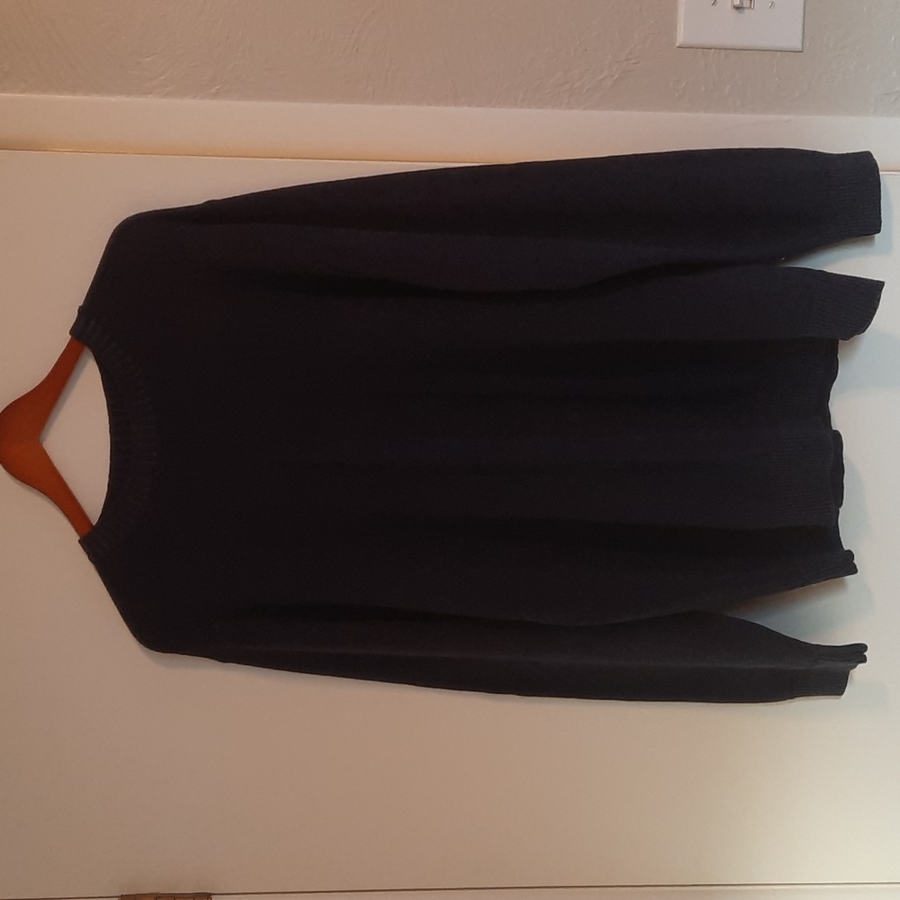 Navy Blue Cotton Sweater, Men's Size Large